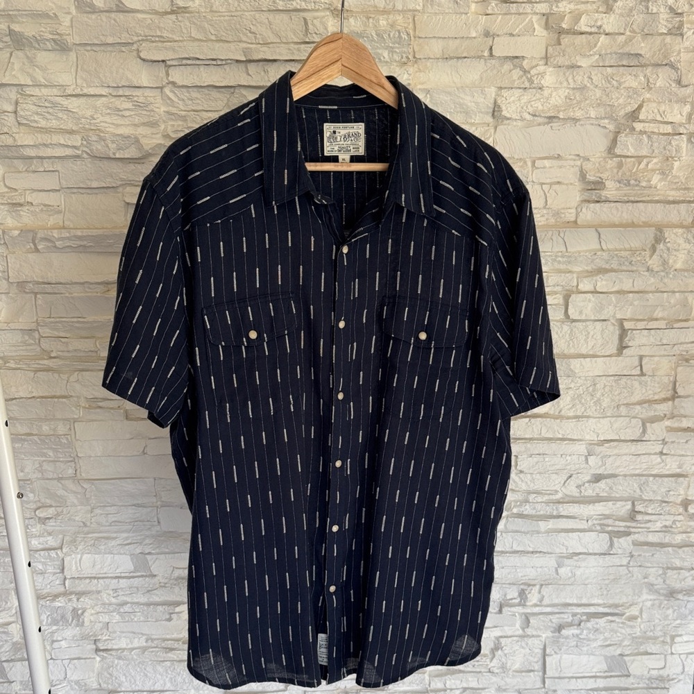 Lucky Brand Navy Men's Shirt with White Stripes